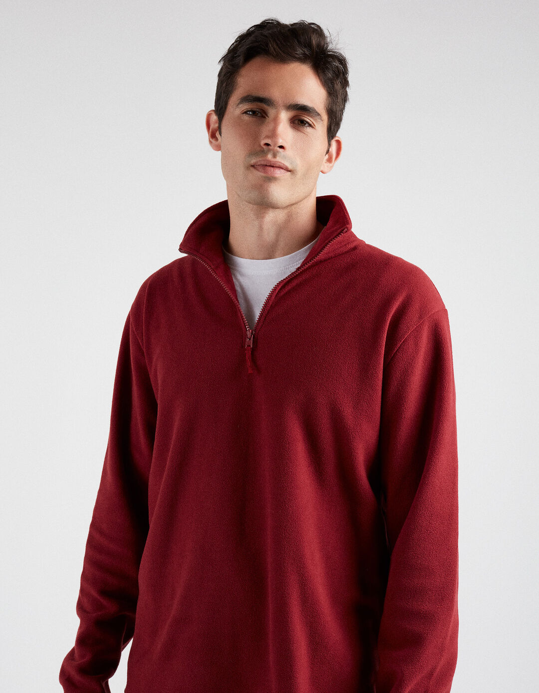 Polar Sweatshirt with Zip, Men, Dark Red