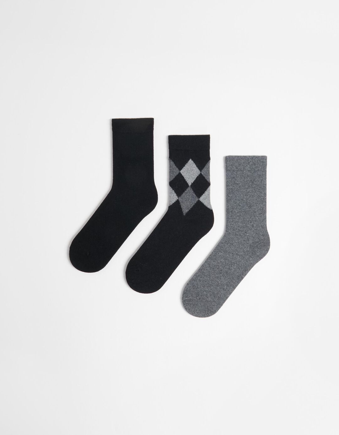 Pack 3 Pairs of Wool Blend Socks, Men, Black