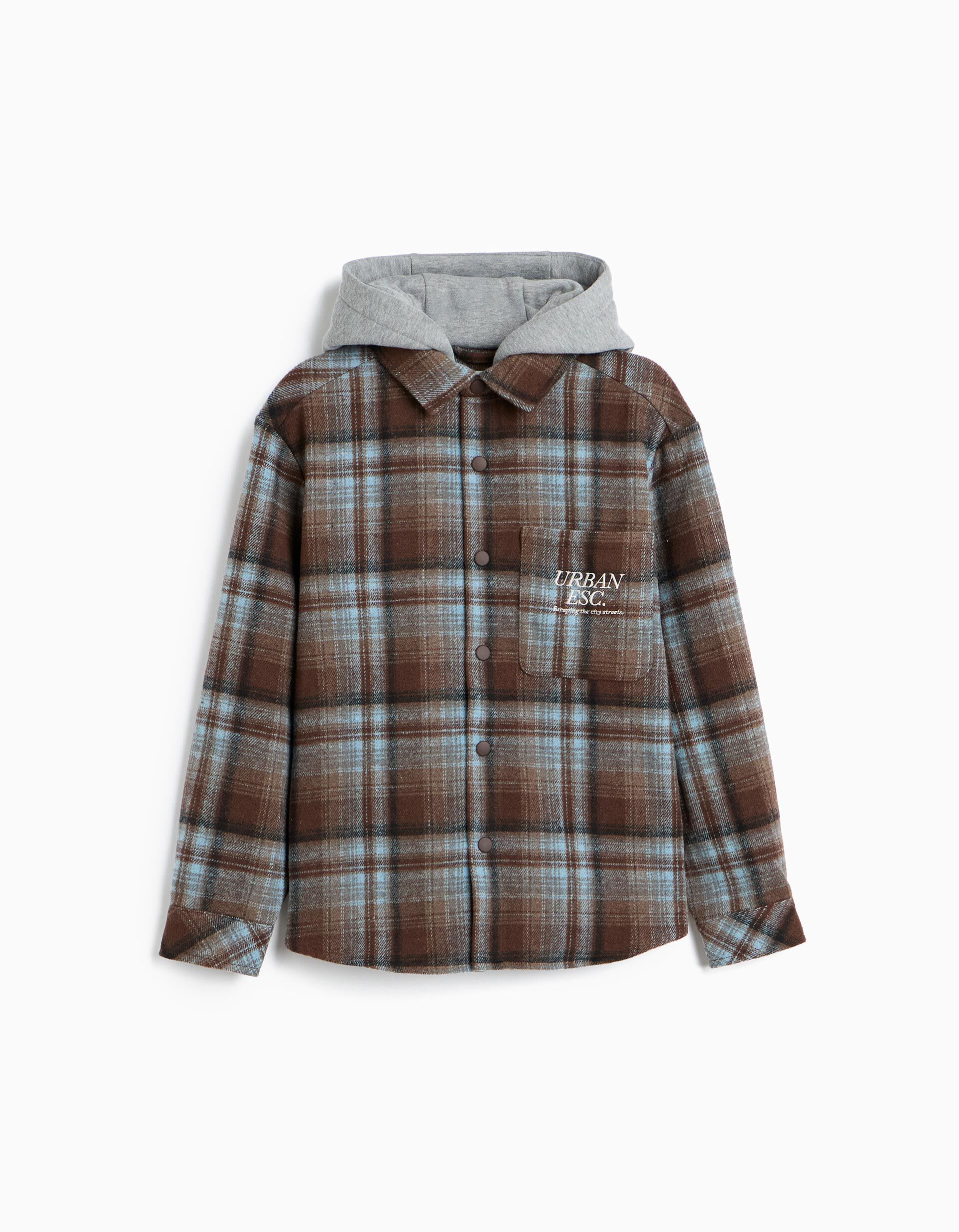 Comprar Online Camisa Xadrez Com Capuz, Menino, Castanho