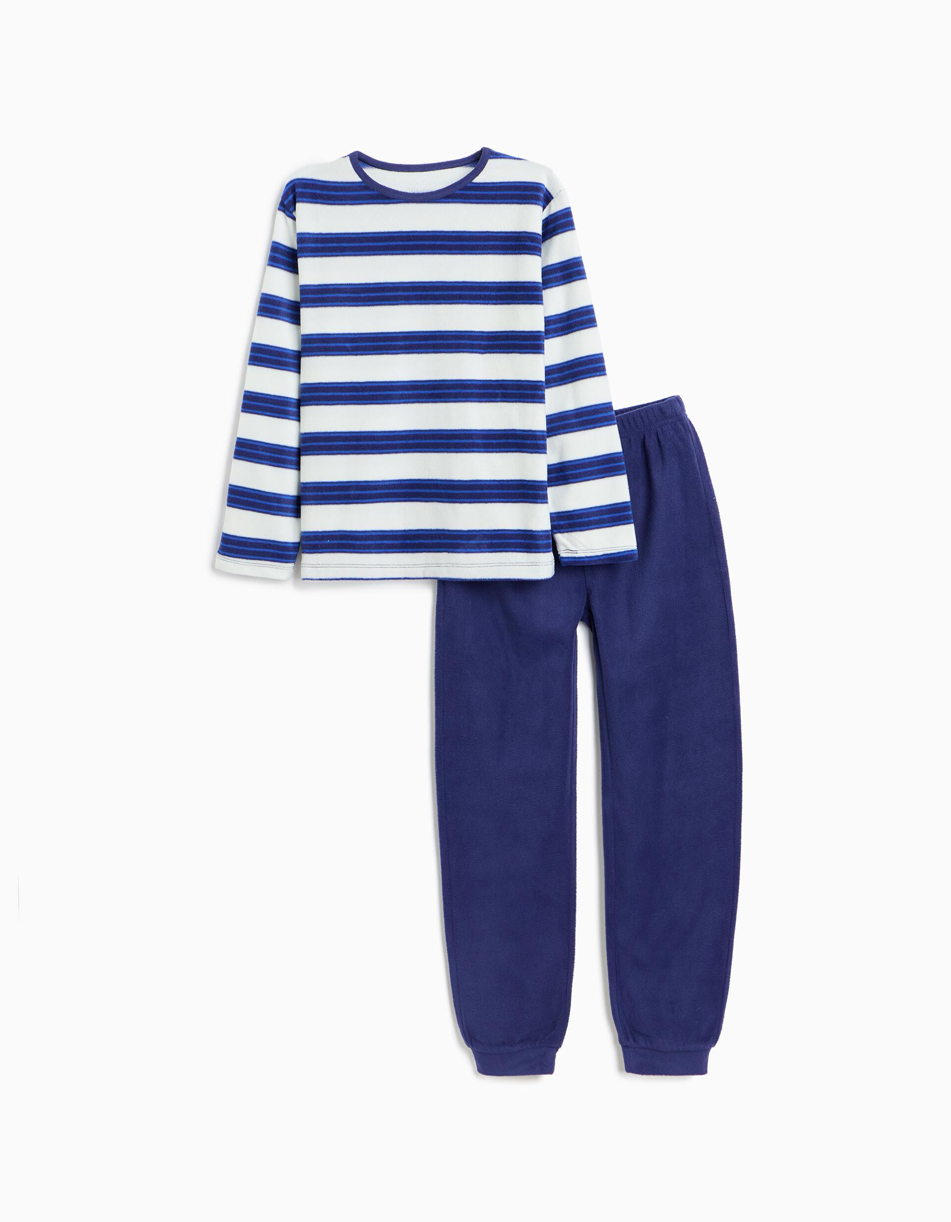 Comprar Online Pijama Polar &Agrave;s Riscas, Menino, Azul Escuro