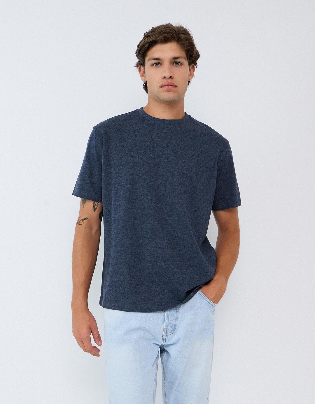 T-shirt Piquet, Homem, Azul Escuro