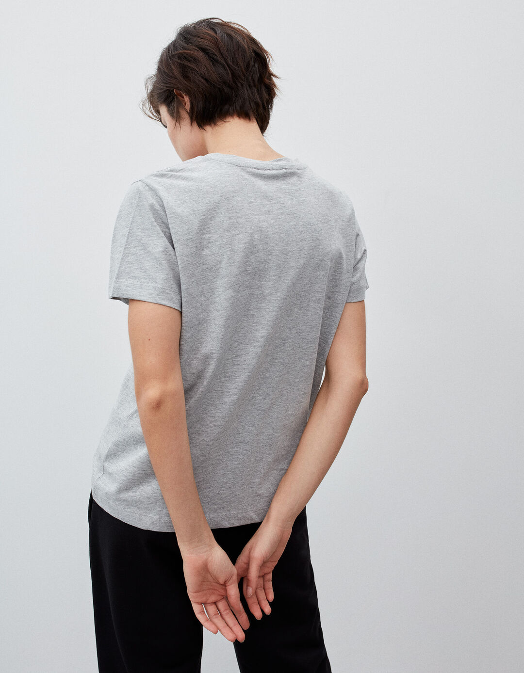 Round Neckline T-shirt, Women, Grey