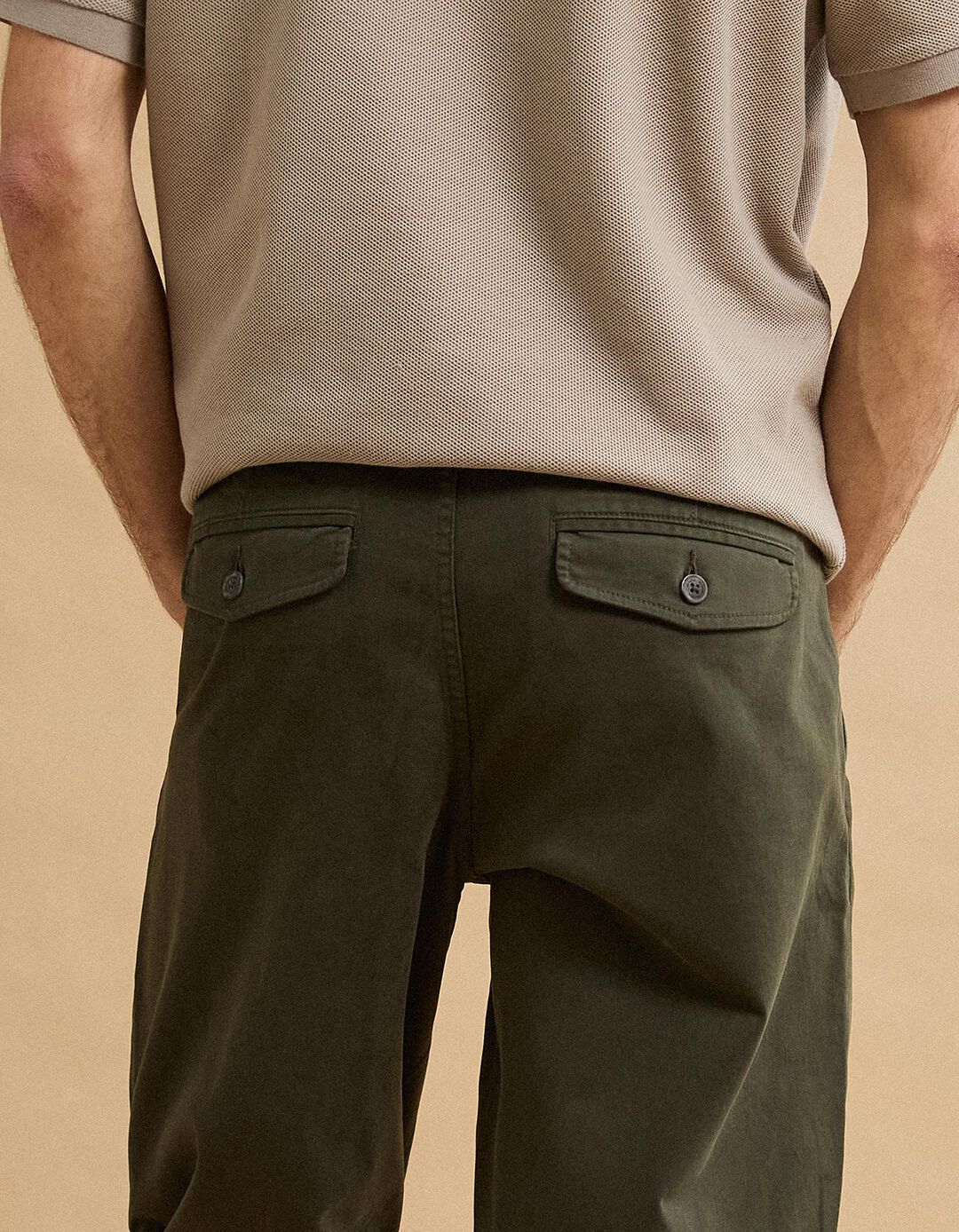 Cal&ccedil;as Chino 'Straight Fit', Homem, Verde Escuro
