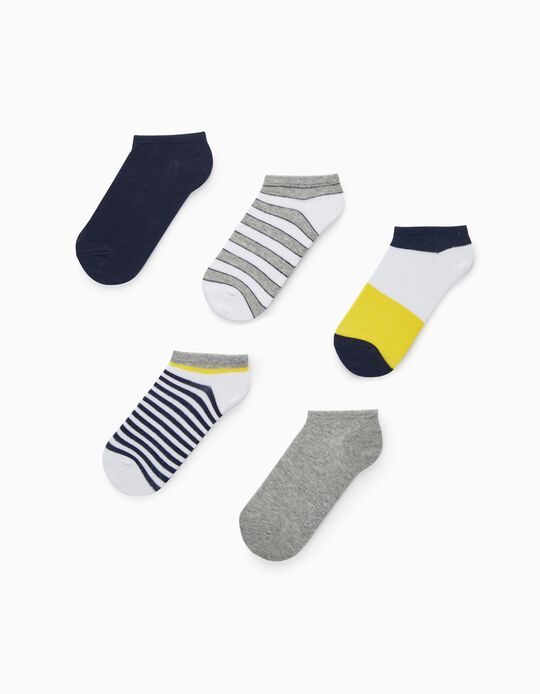 5 Pairs of Ankle Socks for Boys 'Stripes', Multicoloured