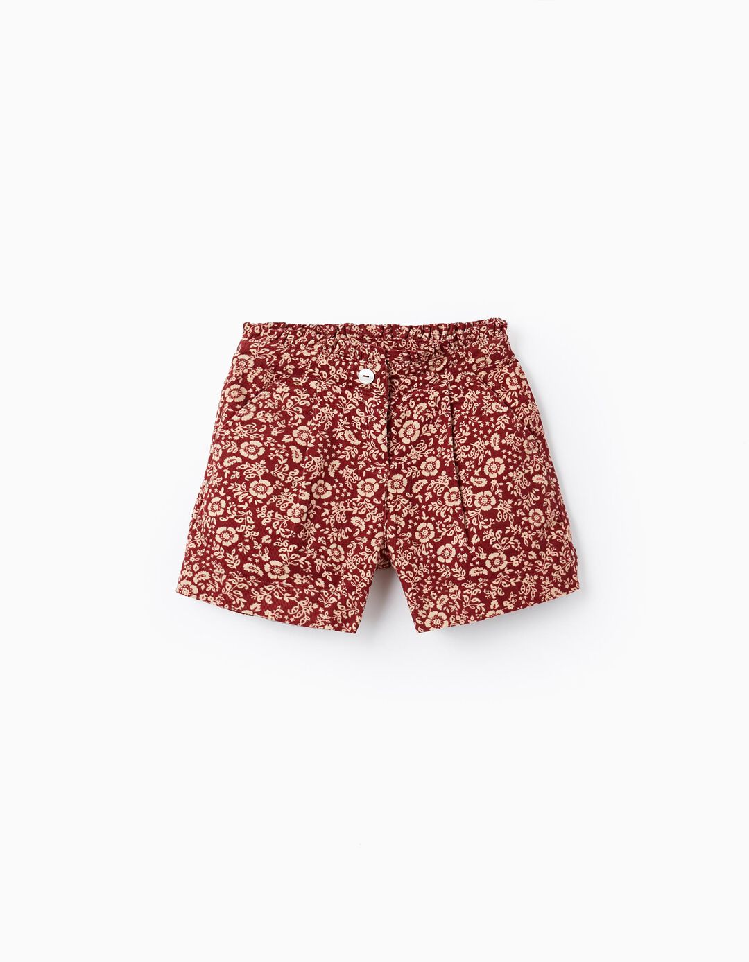 Bombazine Shorts for Girls 'Floral', Dark Red
