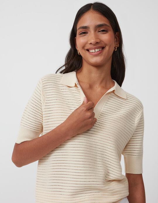 Knitted Polo, Women, White