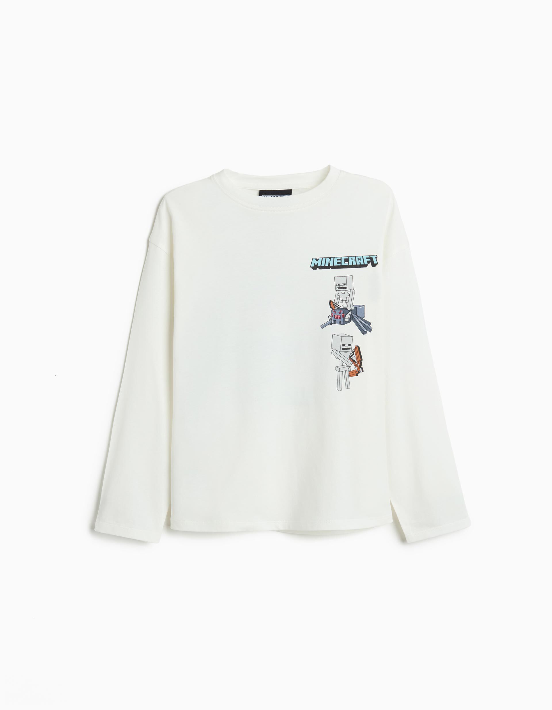 Comprar Online T-shirt Manga Comprida 'Minecraft', Menino, Branco