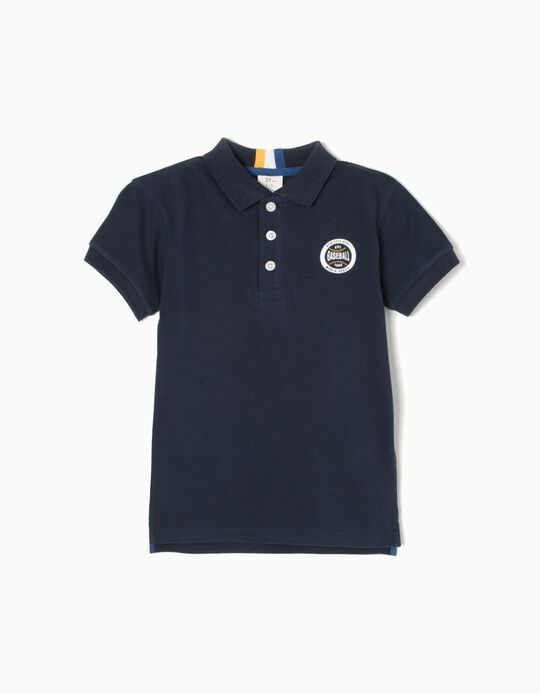 Blue Short-Sleeved Polo Shirt, Baseball