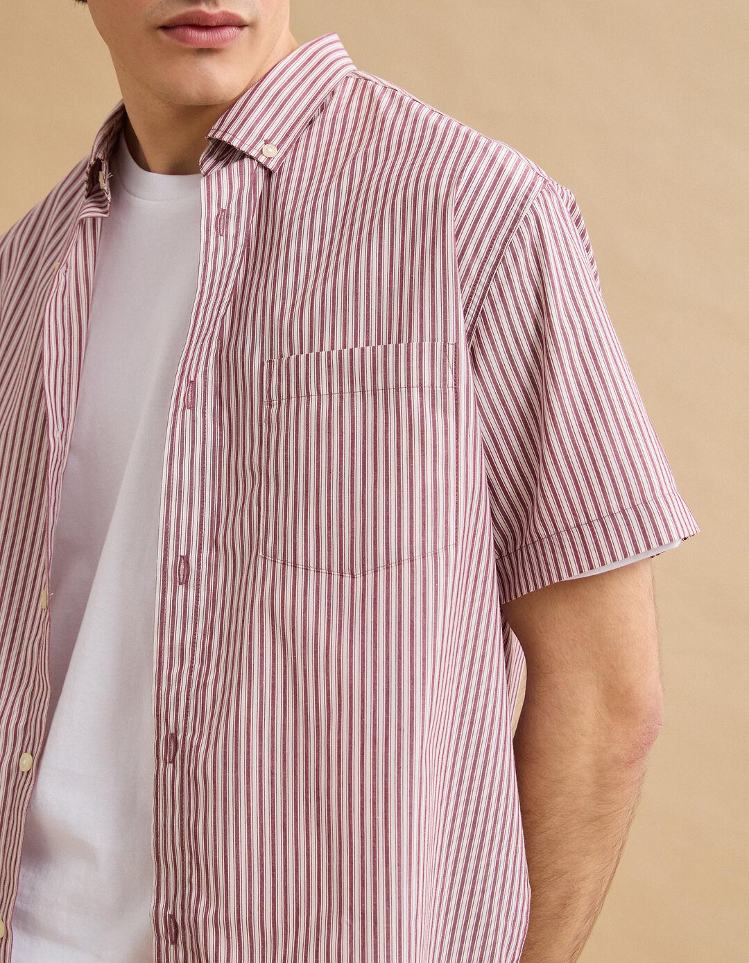 Camisa Manga Curta, Homem, Vermelho Escuro