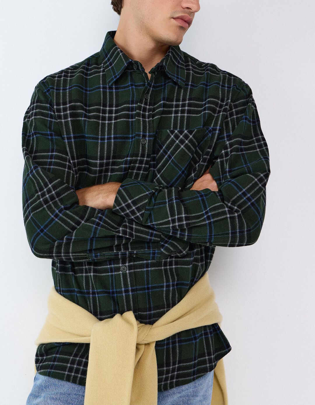 Camisa De Flanela Xadrez, Homem, Verde Escuro