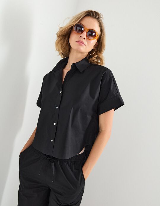 Comprar Online Camisa de Manga Curta, Mulher, Preto 
