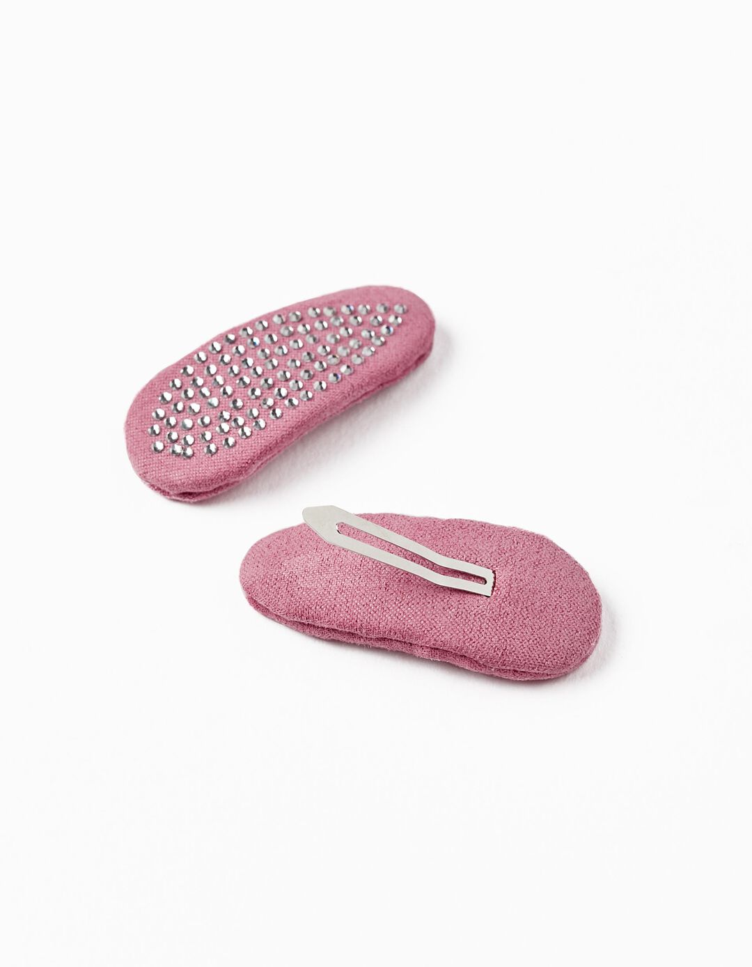 Pack of 2 Hair Clips with Rhinestones for Baby and Girl, Pink