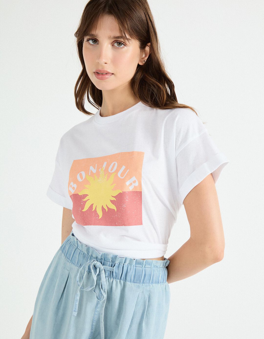 T-shirt Print, Mulher, Branco