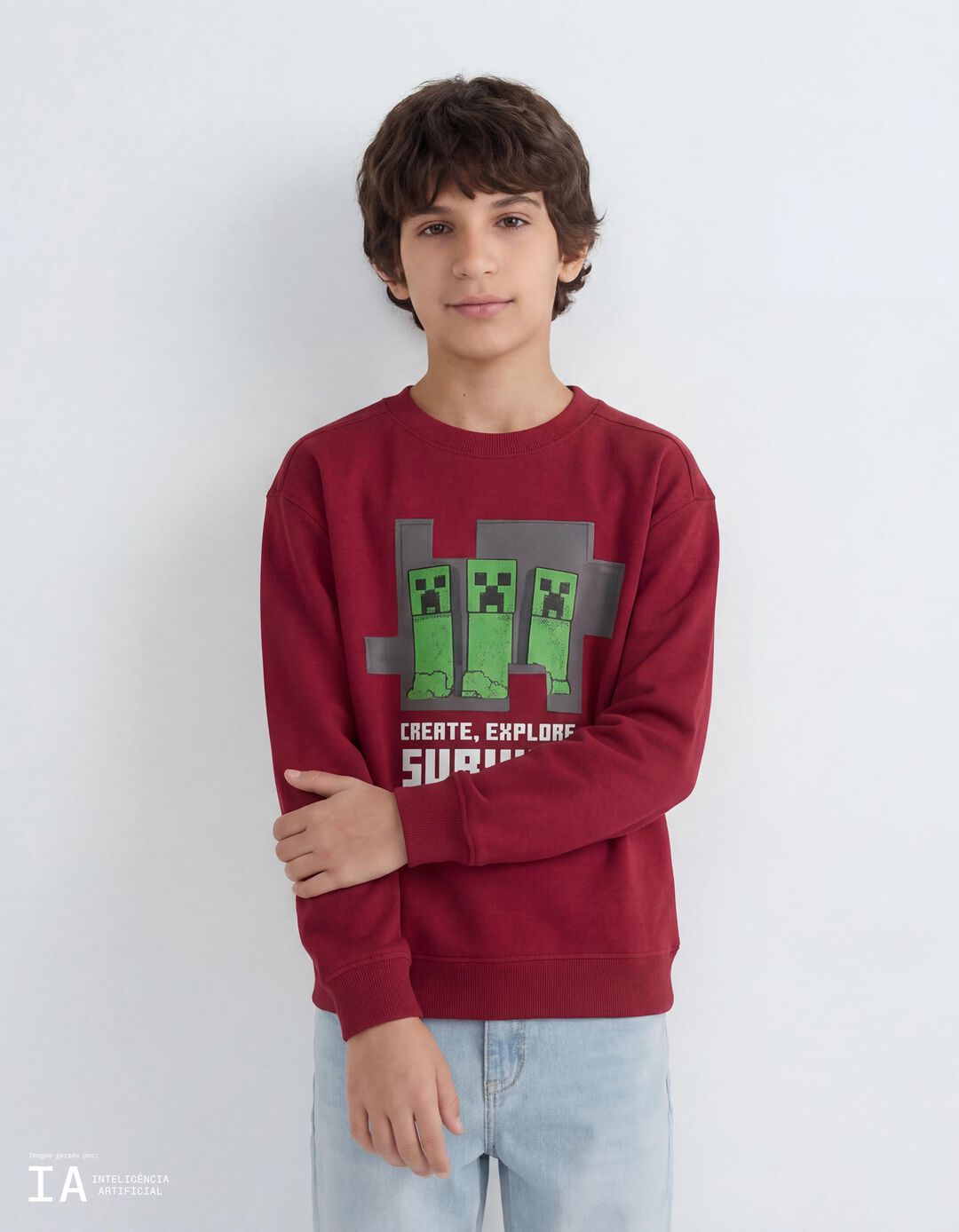 Sweatshirt 'Minecraft', Menino, Vermelho