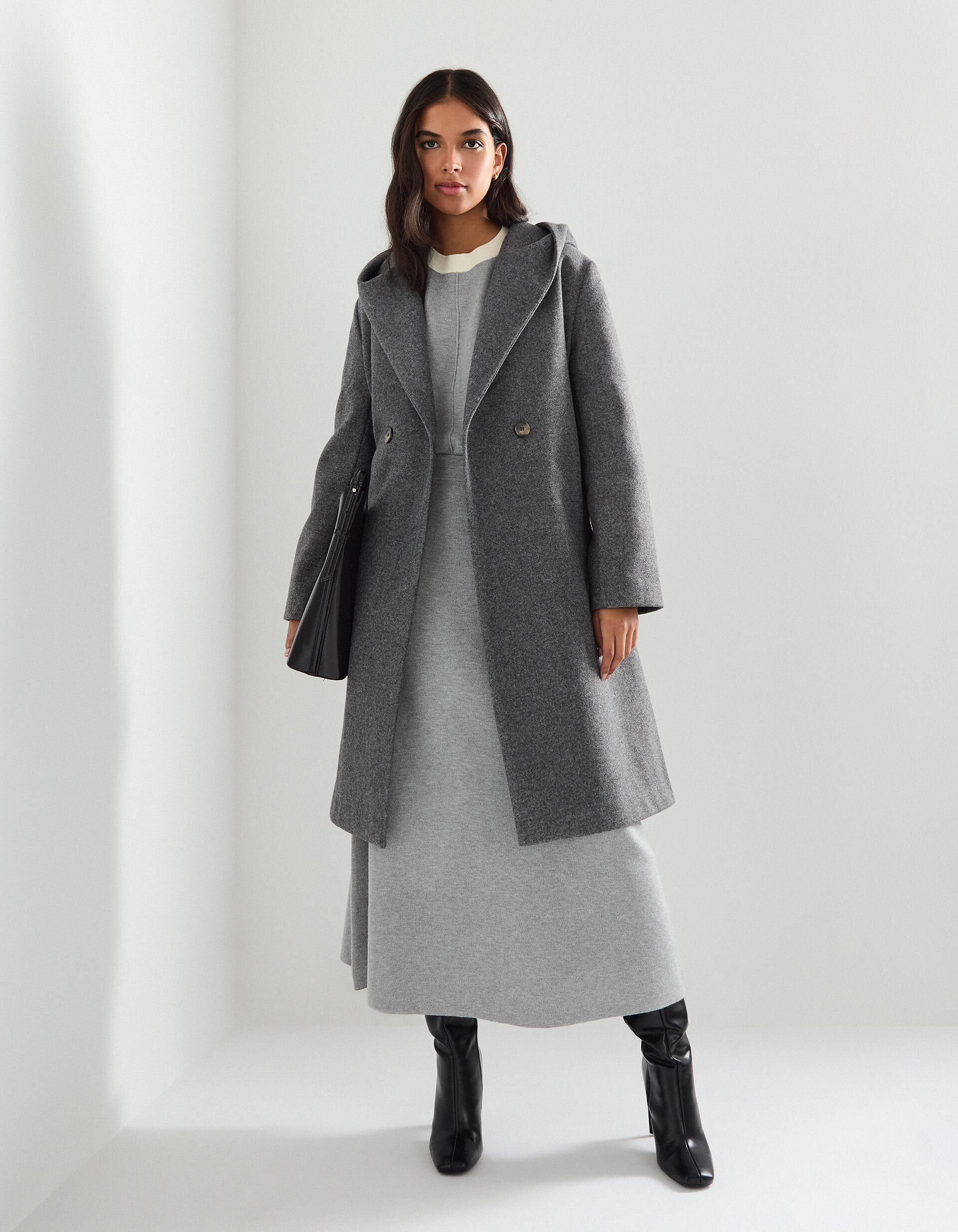 Comprar Online Casaco Comprido com Capuz, Mulher, Cinzento Escuro