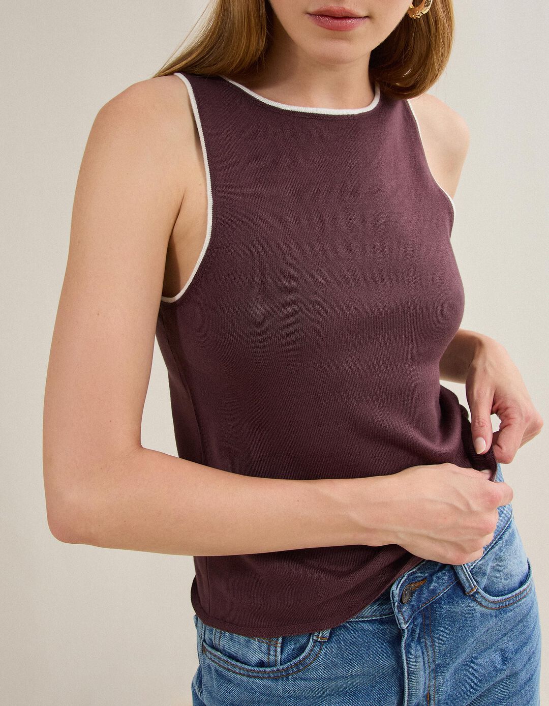 Tank Top, Mulher, Vermelho Escuro