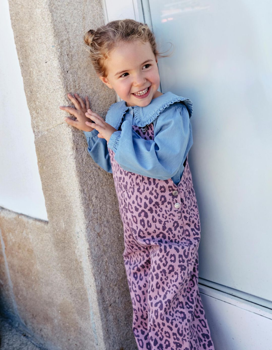 Jardineiras Animal Print, Menina, Rosa