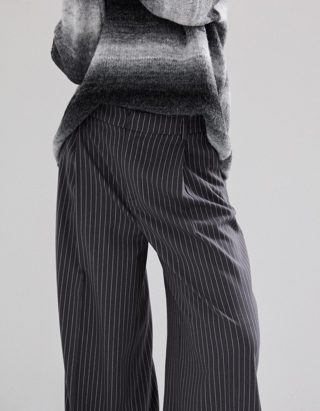 Calças Wide Leg, Mulher, Cinzento Escuro