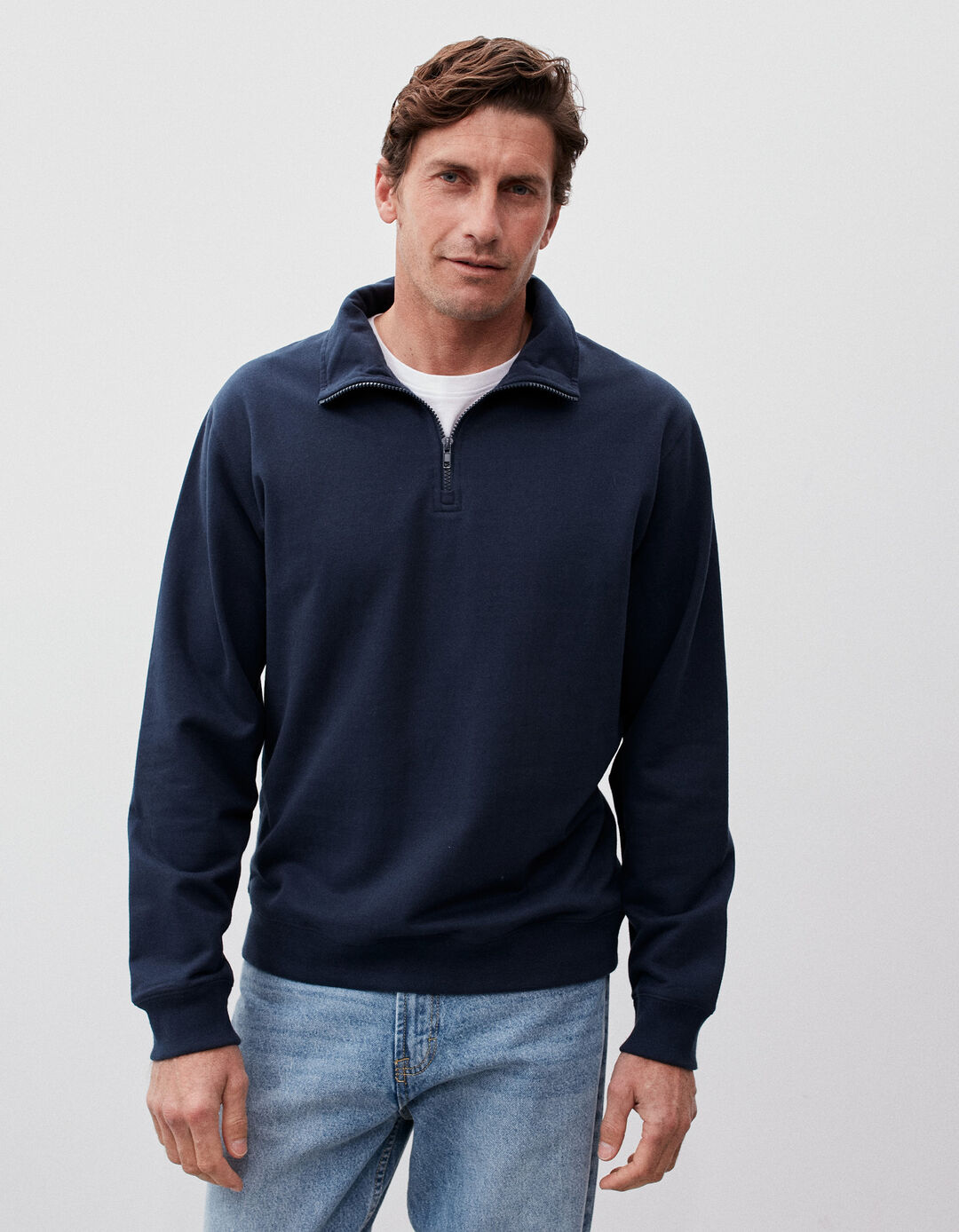 Sweatshirt Fecho, Homem, Azul Escuro