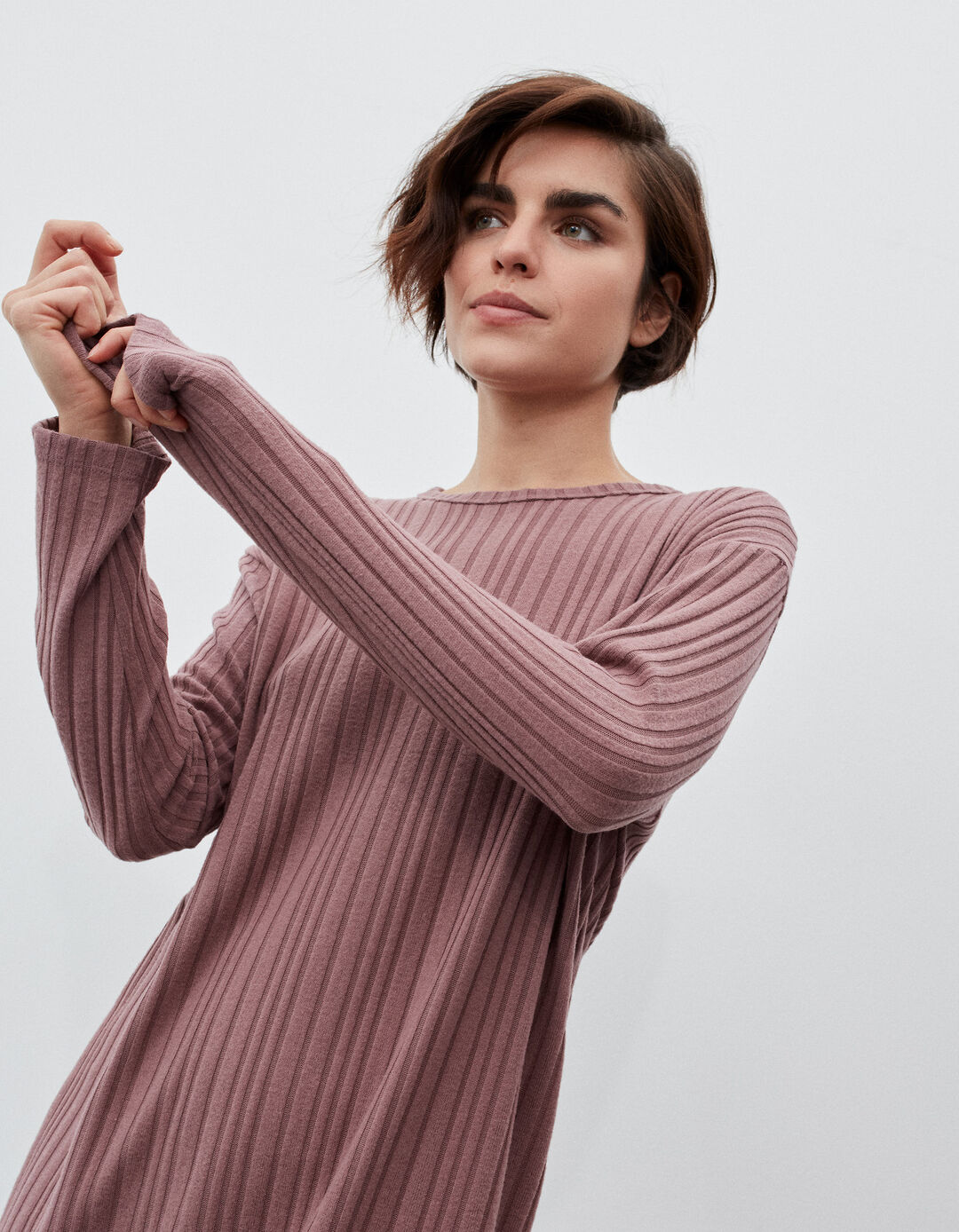 Ribbed Nightshirt, Woman, Dark Pink