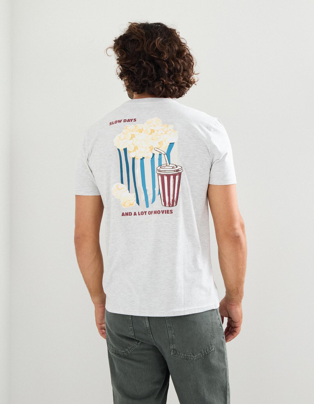 T-shirt Print, Homem, Cinzento Claro