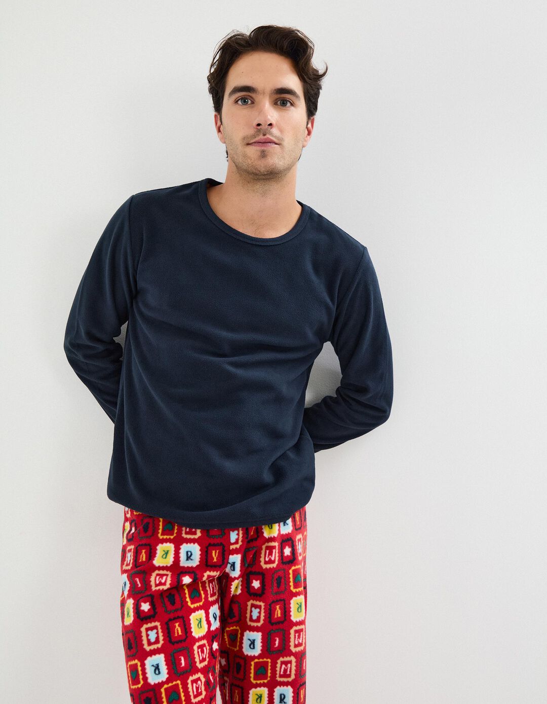 Pijama Polar Natal, Homem, Azul Escuro