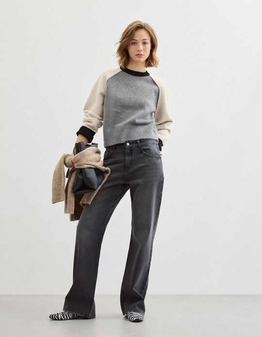 Comprar Online Cal&ccedil;as de Ganga Wide Leg, Mulher, Cinzento