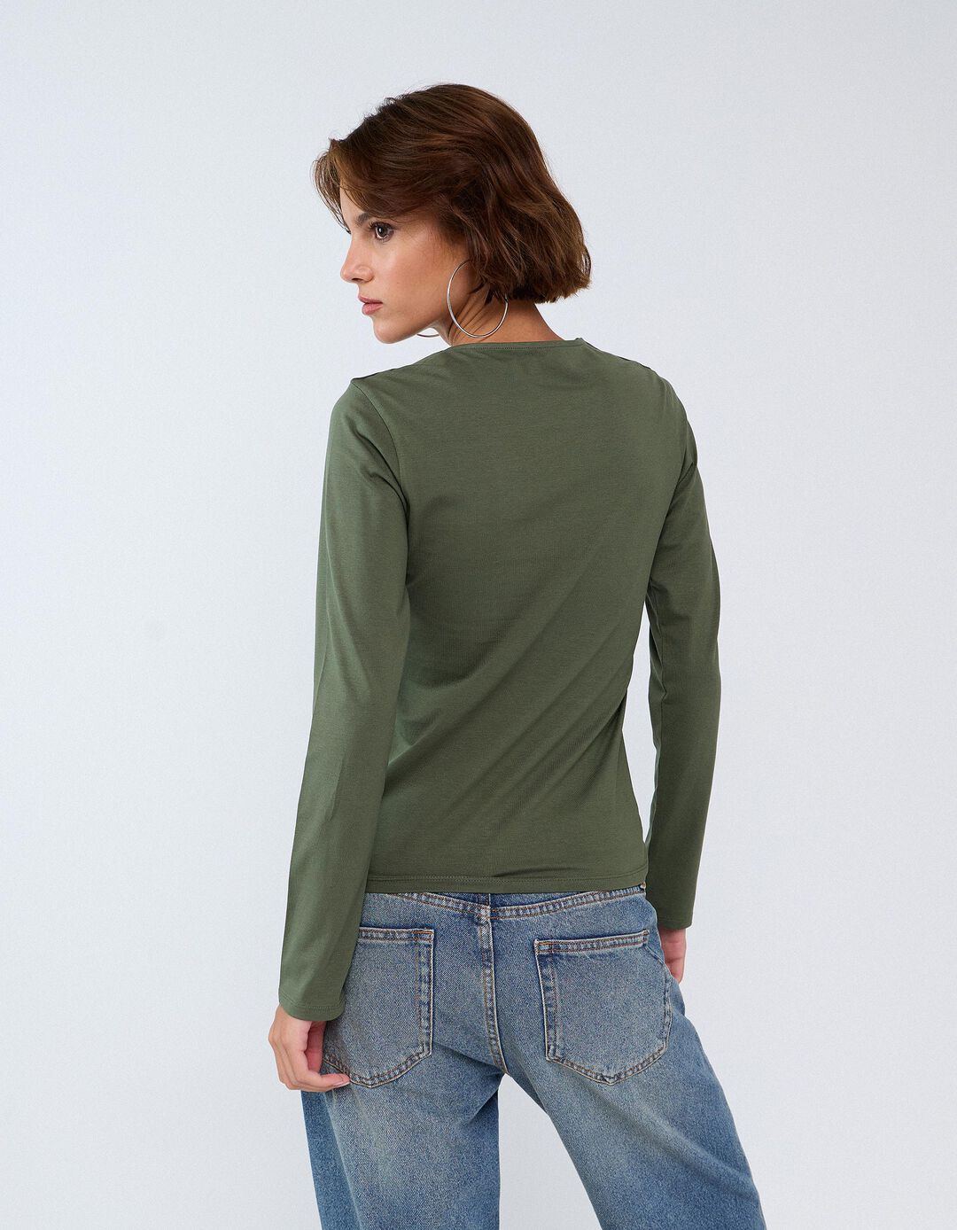 Camisola De Manga Comprida, Mulher, Verde Escuro