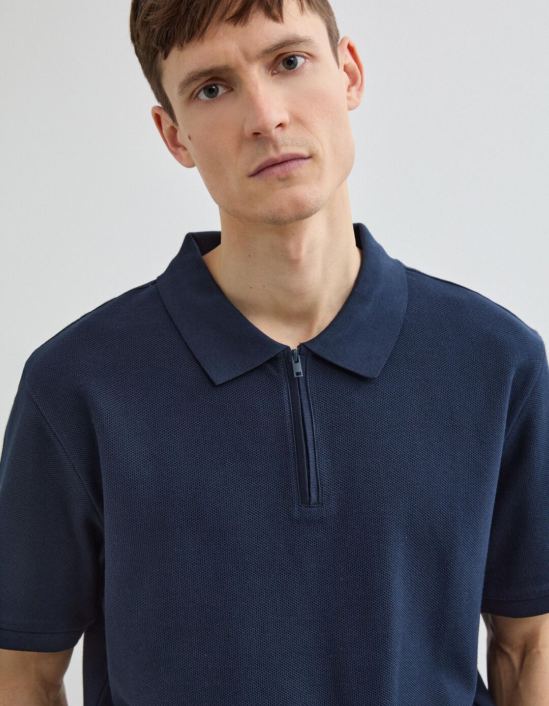 Polo com Fecho, Homem, Azul Escuro