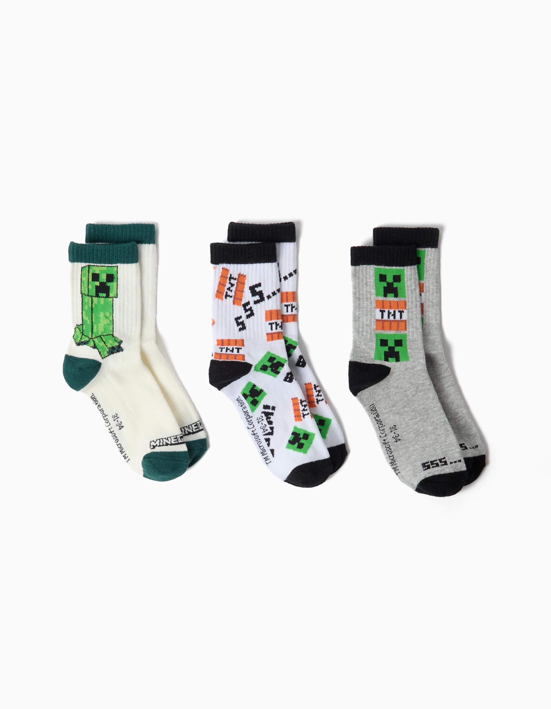 Comprar Online Pack 3 Pares De Meias 'Minecraft', Menino, Multicolor