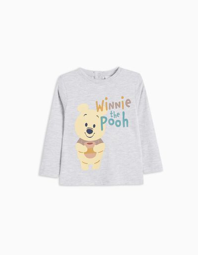 Winnie the Pooh' Long Sleeve T-shirt, Newborn Boys, Light Grey