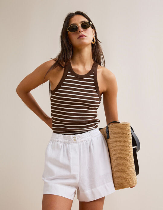 Comprar Online Tank Top Canelado, Mulher, Castanho Escuro