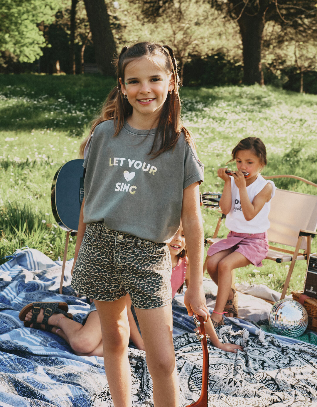 T-shirt Manga Curta Cut Out, Menina, Cinzento