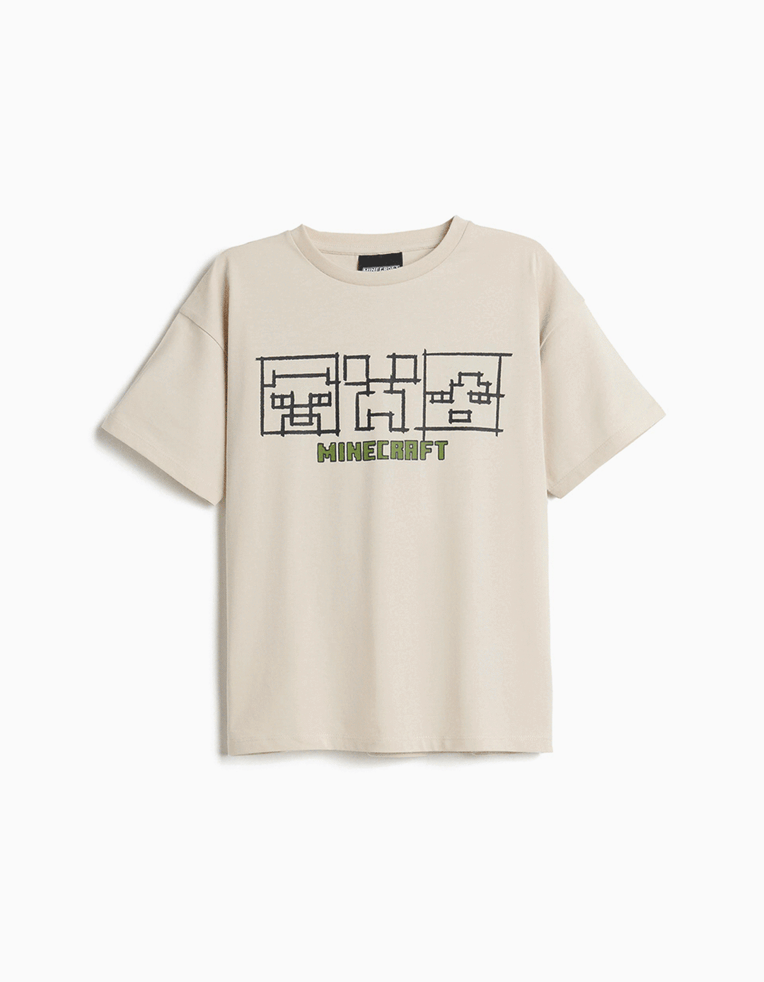 T-shirt Manga Curta 'Minecraft', Menino, Bege Claro 