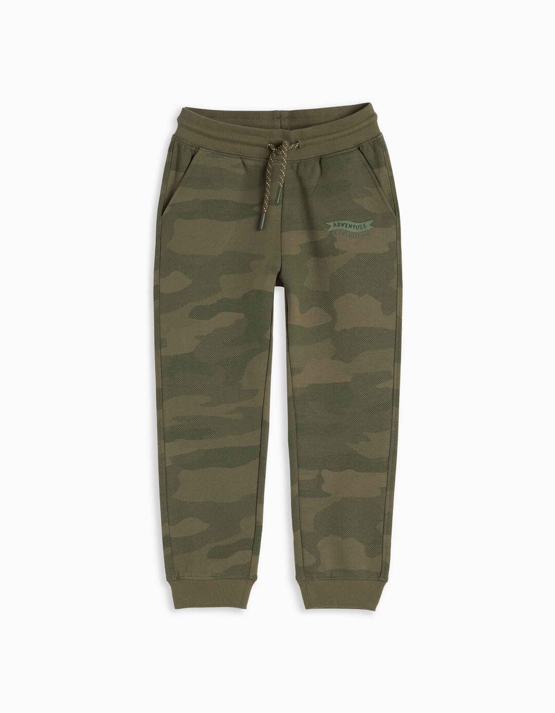 Camouflage Fleece Pants, Boy, Dark Green
