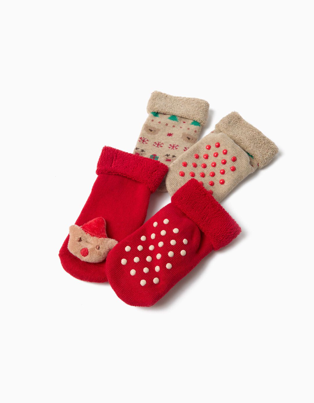 Pack 2 Pares De Meias Natal, Menino, Vermelho 