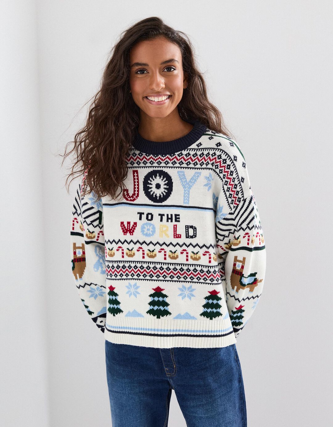 Camisola Natal de Malha, Mulher, Bege