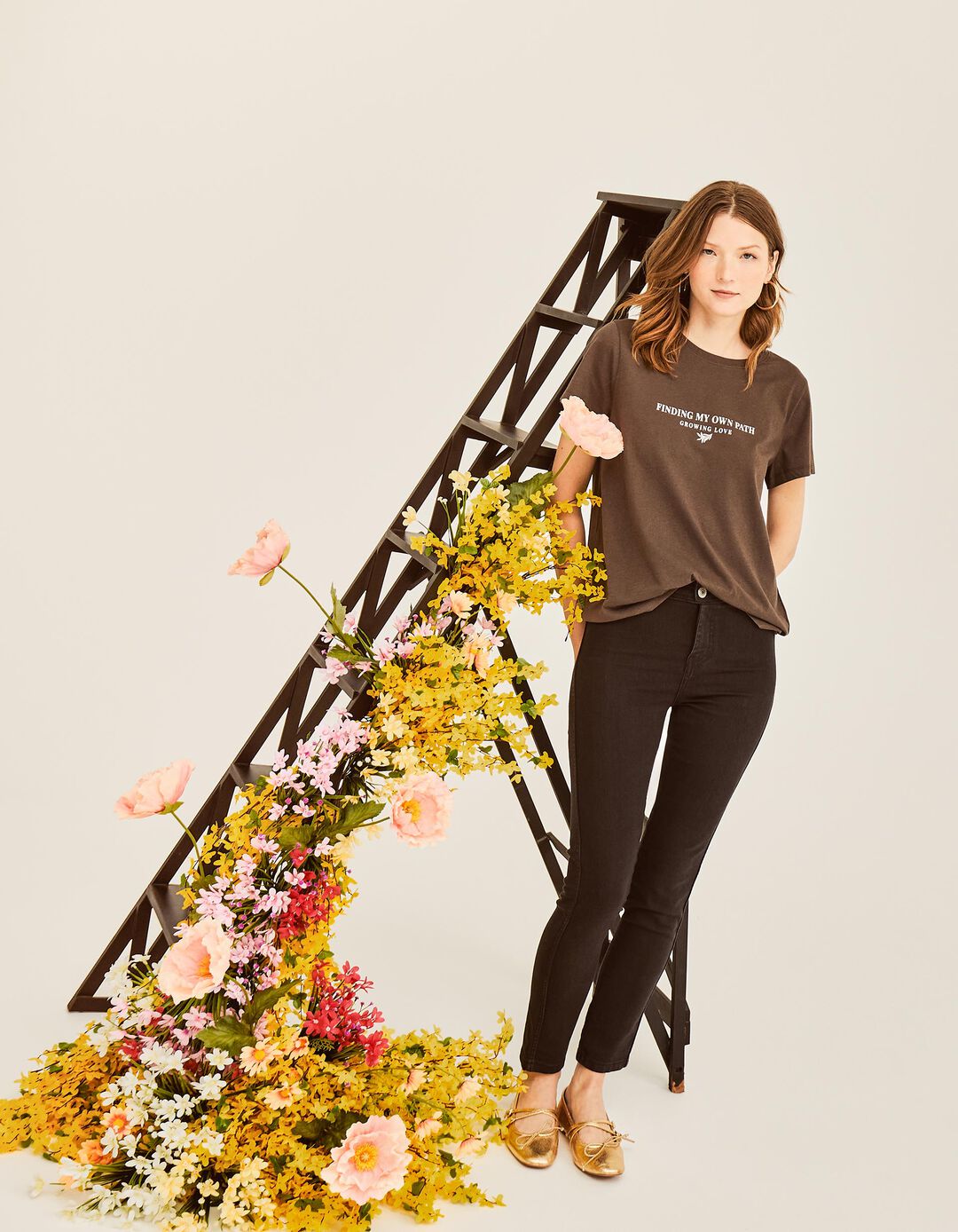 T-shirt Estampado, Mulher, Cinzento Escuro