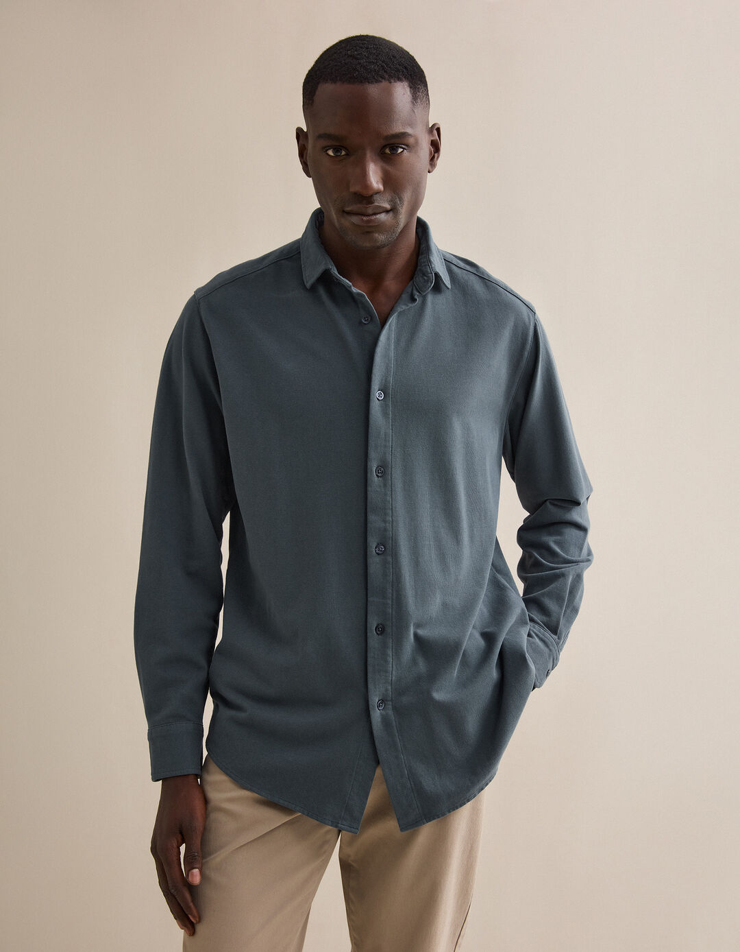 Camisa Piqu&eacute;, Homem, Azul