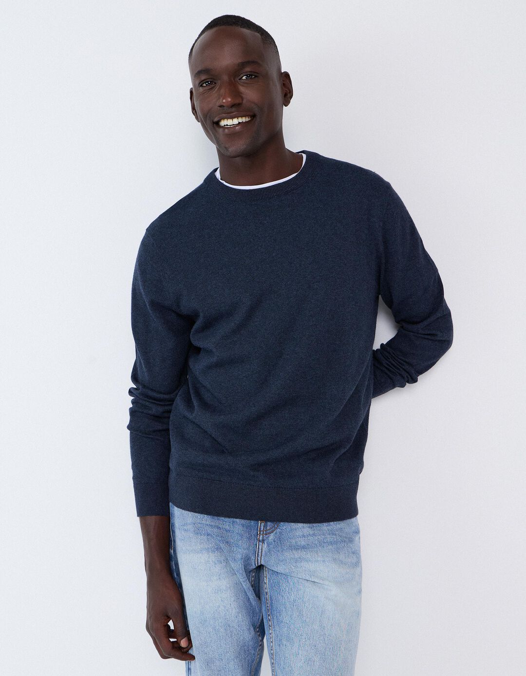 Camisola Com Caxemira, Homem, Azul Escuro
