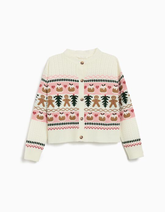 Comprar Online Casaco Natal de Malha, Menina, Bege Claro 