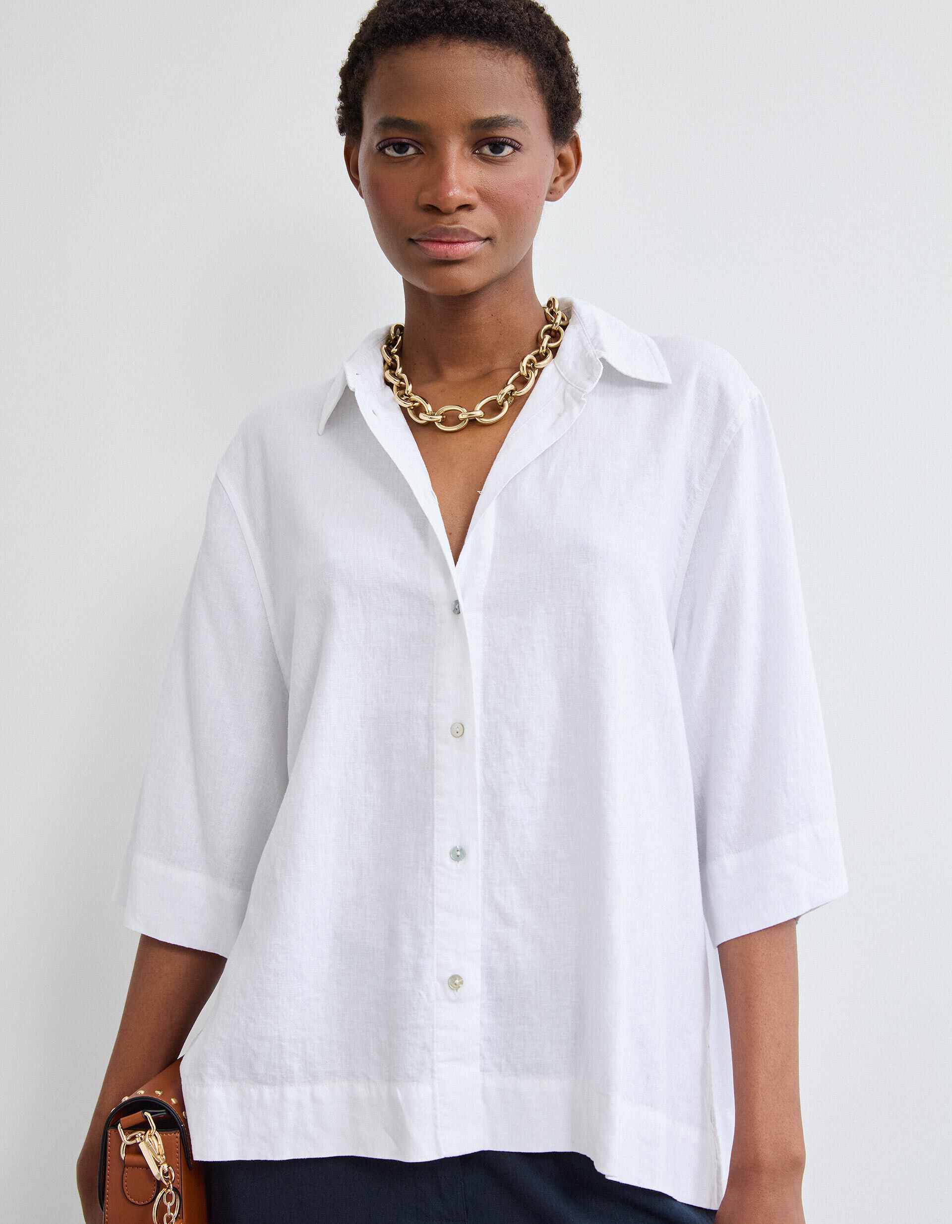Comprar Online Camisa com Linho, Mulher, Branco