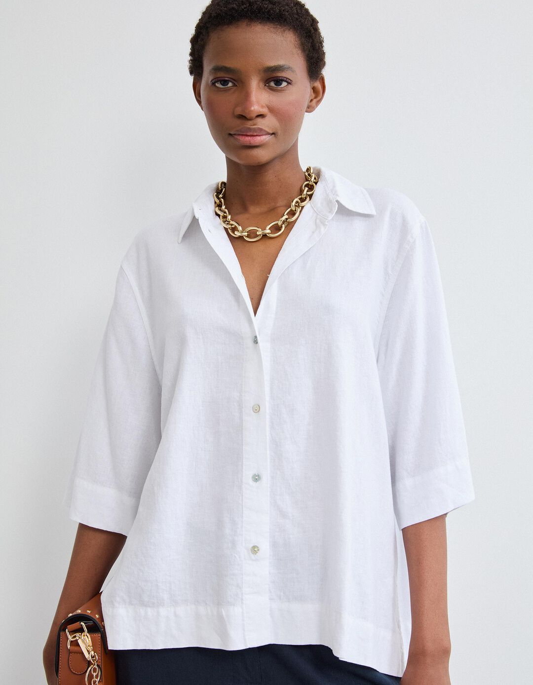 Camisa com Linho, Mulher, Branco