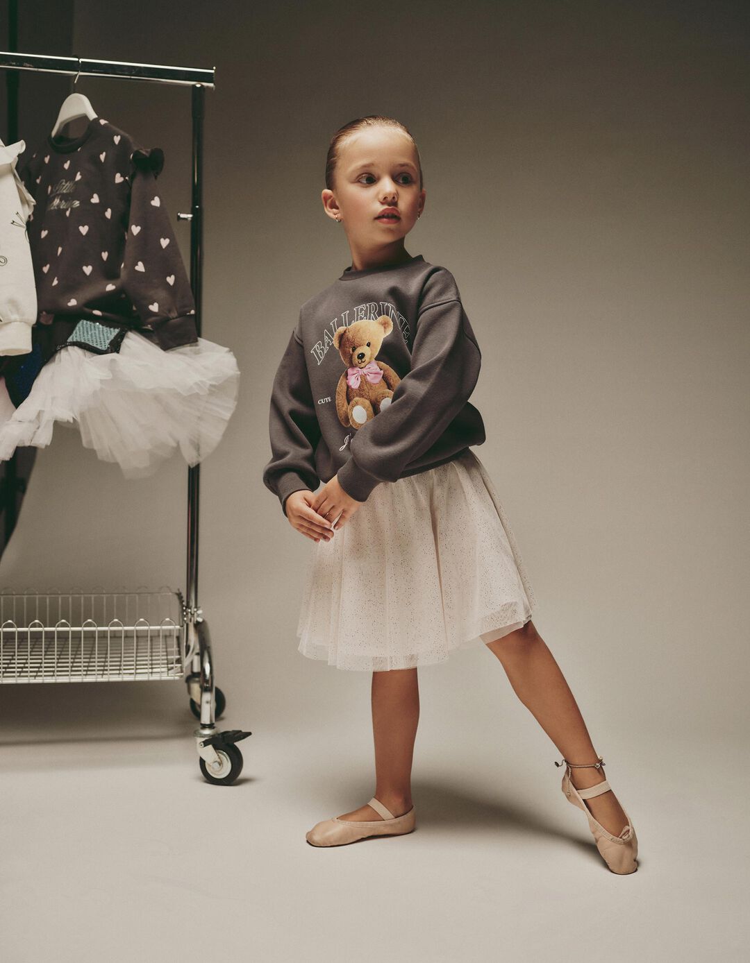 Sweatshirt de Felpa, Menina, Cinzento Escuro