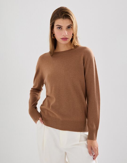 Comprar Online Camisola de Malha, Mulher, Castanho Claro