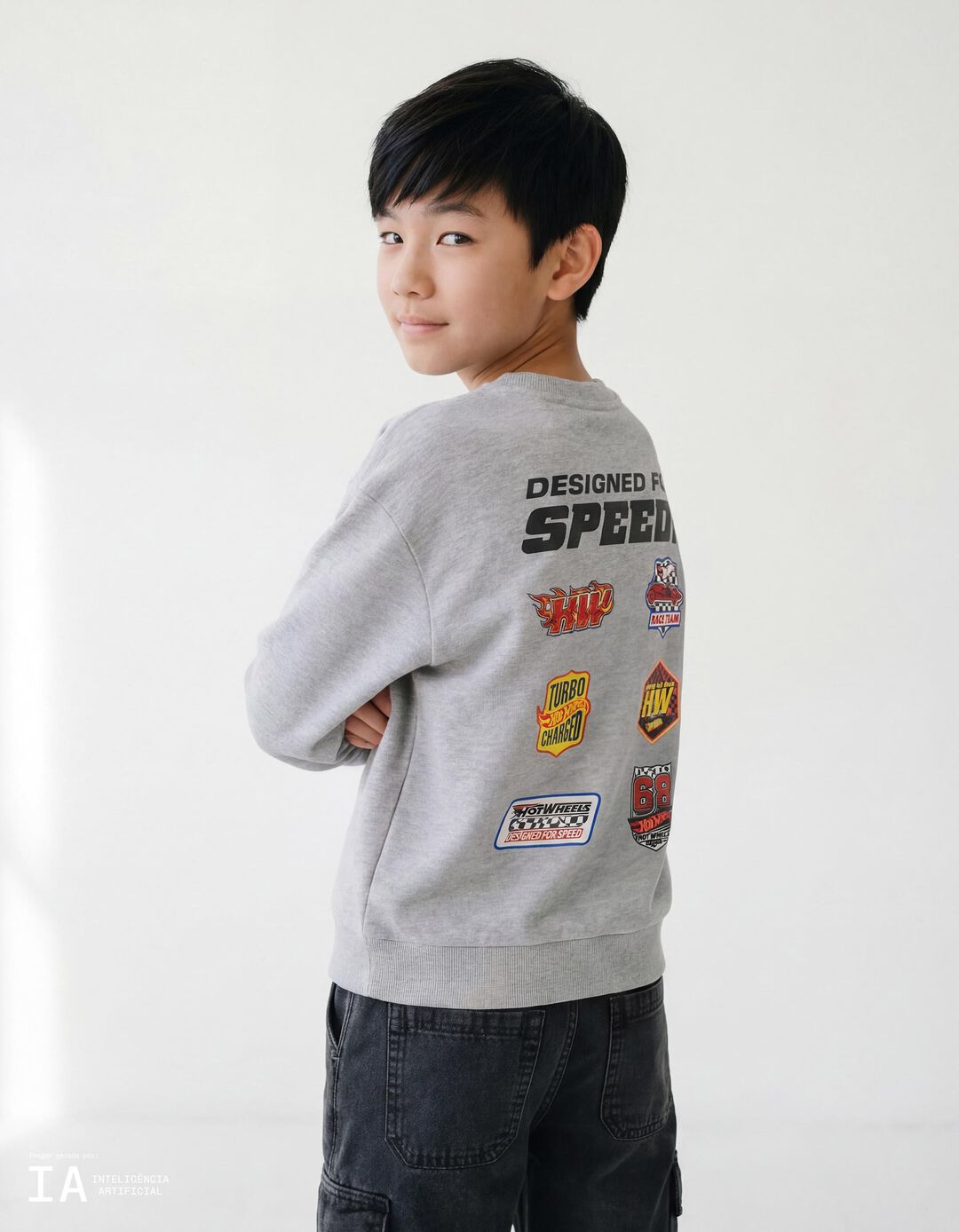 Sweatshirt de Felpa 'Hot Wheels', Menino, Cinzento Claro