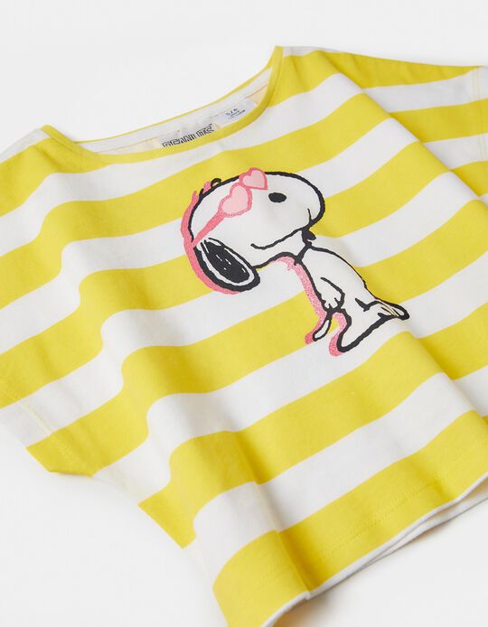 T-Shirt Curta para Menina 'Snoopy', Amarelo/Branco