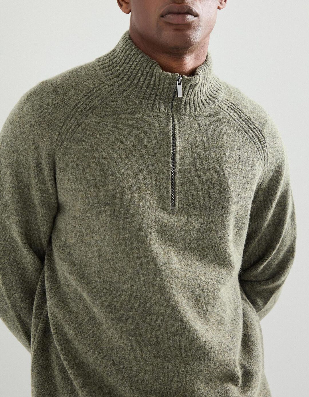 Camisola com Lã com Fecho, Homem, Verde