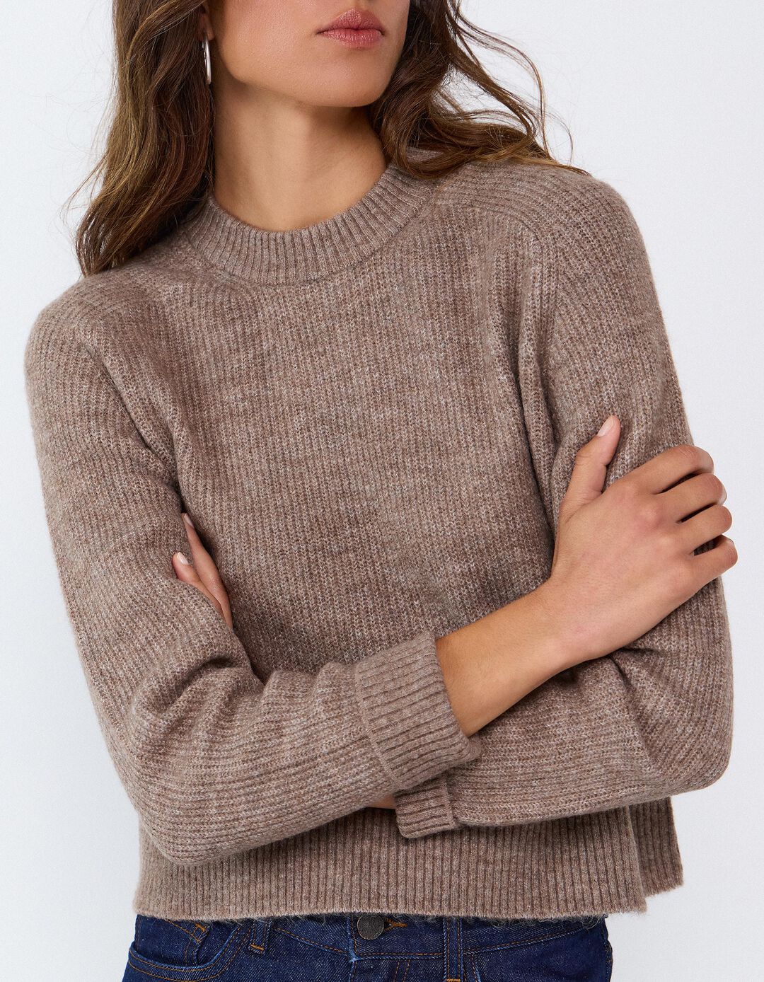 Camisola De Malha, Mulher, Bege Escuro