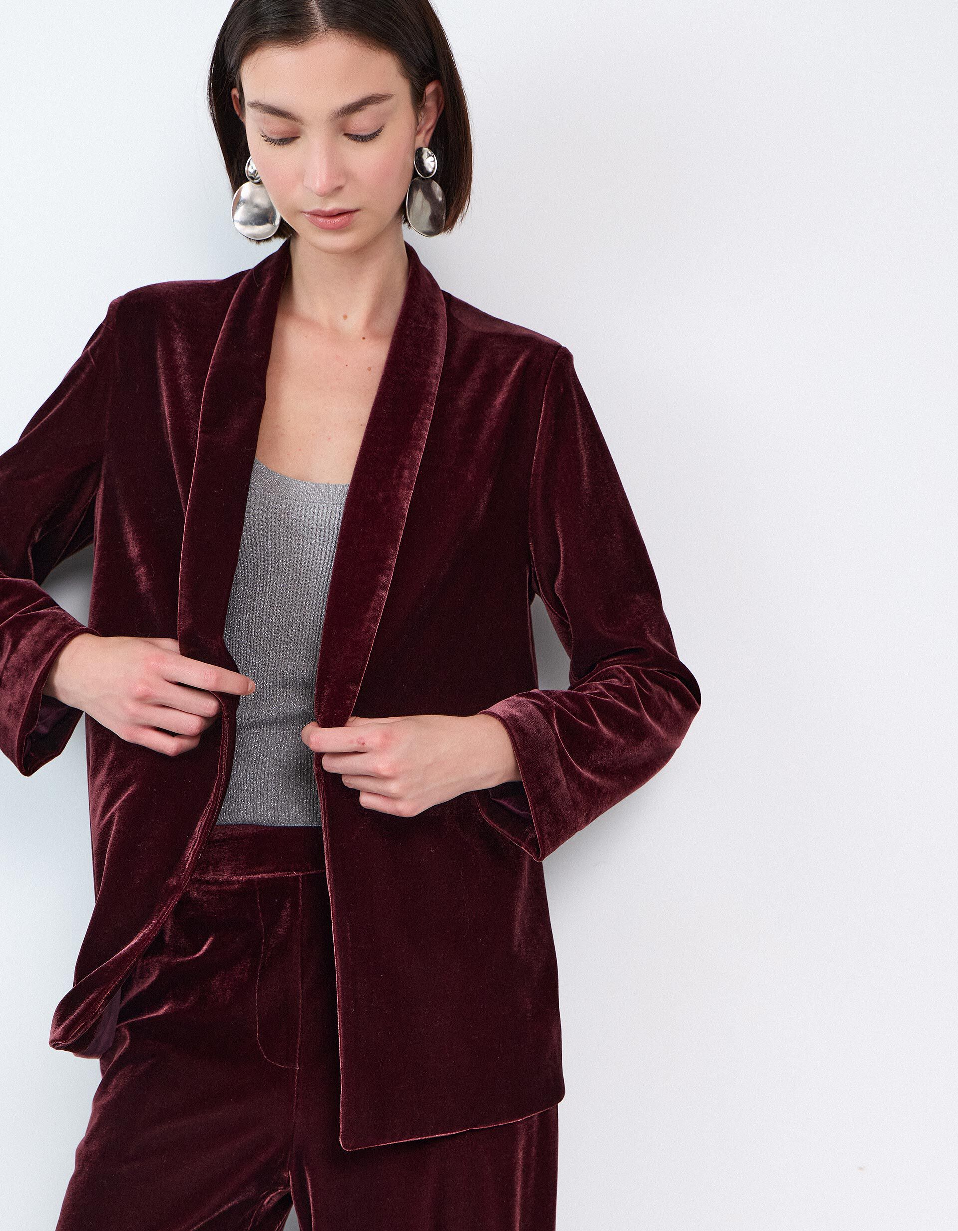 Comprar Online Blazer Em Veludo, Mulher, Roxo Escuro